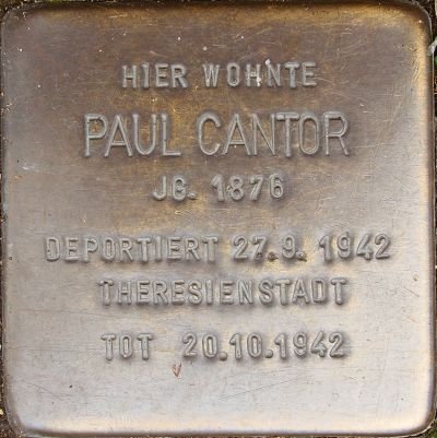 Stolperstein dedicated to Paul Cantor in Mainz, Germany