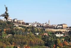 Autumn landscape on the hills of Bergamo with vibrant fall foliage