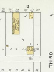 1898 map showing cold storage buildings owned by Anheuser Busch and Schlitz Brewing Company in Enid, Oklahoma