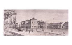 Historical illustration of Gare de Wissembourg train station in 1857