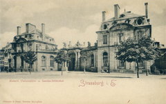 Historical postcard of Palais Rohan and Imperial University and State Library in Strasbourg circa 1870-1880