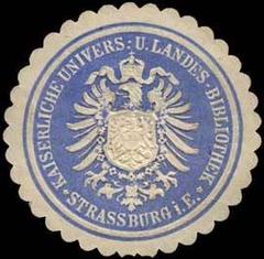 Imperial University and State Library Strasbourg Alsace blue and white embossed sealing stamp