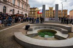 Secretary Michael R. Pompeo delivering remarks at Thank You America Memorial in Pilsen Czech Republic August 11 2020
