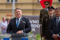 Secretary Michael R. Pompeo speaking at Thank You America Memorial in Pilsen Czech Republic August 2020
