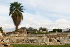 Ancient city wall known as the Wall of Themistocles at Kerameikos in Athens, Greece