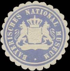 Blue and white embossed sealing stamp from Bayerisches National Museum in Munich, 4 cm size