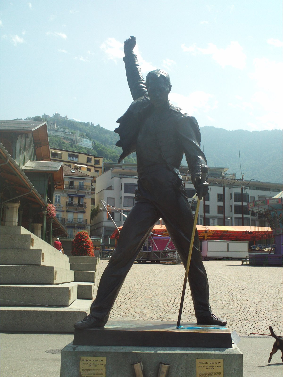 Freddie Mercury statue at Lake Geneva shore in Montreux, Switzerland
