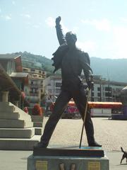 Freddie Mercury statue at Lake Geneva shore in Montreux, Switzerland