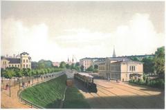First Dammtorbahnhof station in Hamburg in 1866 lithography