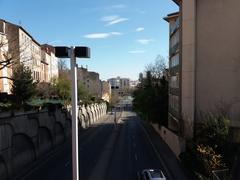 View towards Winston Churchill bridge from the footbridge on rue de la Fontaine in Lyon