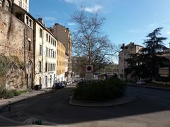 Street view descending to Cours Aristide Briand with parking area in Lyon