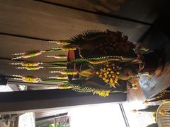 Container called phan with flower offerings at Siam Society Headquarters in Bangkok, Thailand