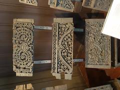 Historic wooden lintels at Siam Society Headquarters in Bangkok, Thailand