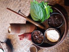 Traditional paan and paan eating equipment displayed at Siam Society headquarters in Bangkok, Thailand