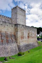 Castle of Saint George on a hilltop in Lisbon with clear blue sky