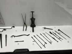 Bronze ancient musical instruments exhibited at the National Archaeological Museum of Naples