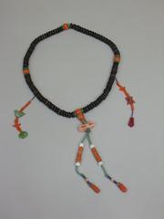 19th century Mongolian rosewood prayer beads with coral and pink coral vajra
