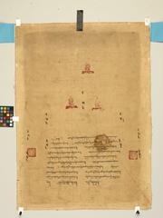 Buddha Amitabha statue in His Pure Land of Suvakti, 18th century pigments on cloth