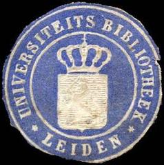 Blue and white sealing stamp of Universiteits Bibliothek Leiden