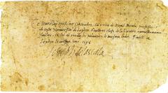 Signed receipt for university library keys by Joseph Justus Scaliger, Leiden 1598