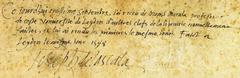 Signed receipt in French for University library keys issued to Joseph Justus Scaliger in Leiden, 1598