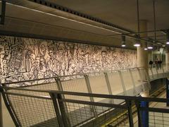 Art display wall on the gallery of Marymont station