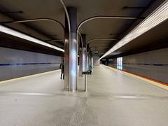 Warsaw metro station Ratusz Arsenał interior with modern architecture and lighting