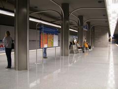 Warsaw Metro station Ratusz platform with modern design and passengers