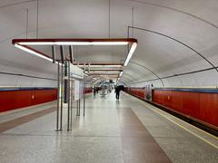 Pole Mokotowskie metro station in Warsaw with escalators and modern design