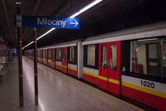 Alstom Metropolis metro train at Świętokrzyska M1 metro station in Warsaw
