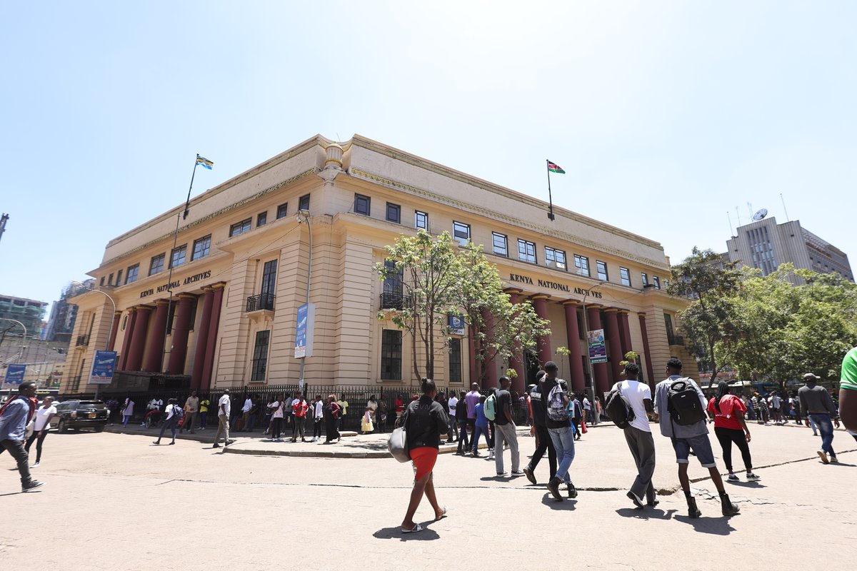 Kenya National Archives building exterior facade under blue sky