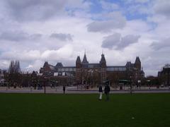 Canal view in Amsterdam with traditional Dutch buildings and boats