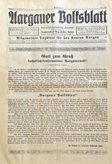 Front page of the first issue of Aargauer Volksblatt newspaper dated December 16, 1911