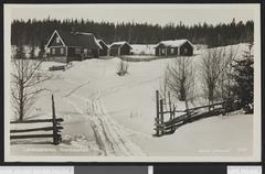 Winter landscape at Lørensæteren in Nordmarka, Oslo with snow-covered trees and sky