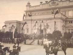King Ferdinand I of Bulgaria with ministers and MPs at the National Assembly of Bulgaria 1908