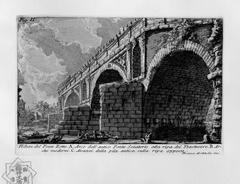 Etching of ancient Roman ruins with detailed architectural elements by Giovanni Battista Piranesi