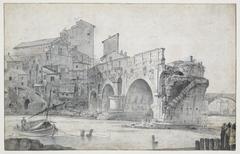View of the ancient Ponte Rotto bridge in Rome from the east
