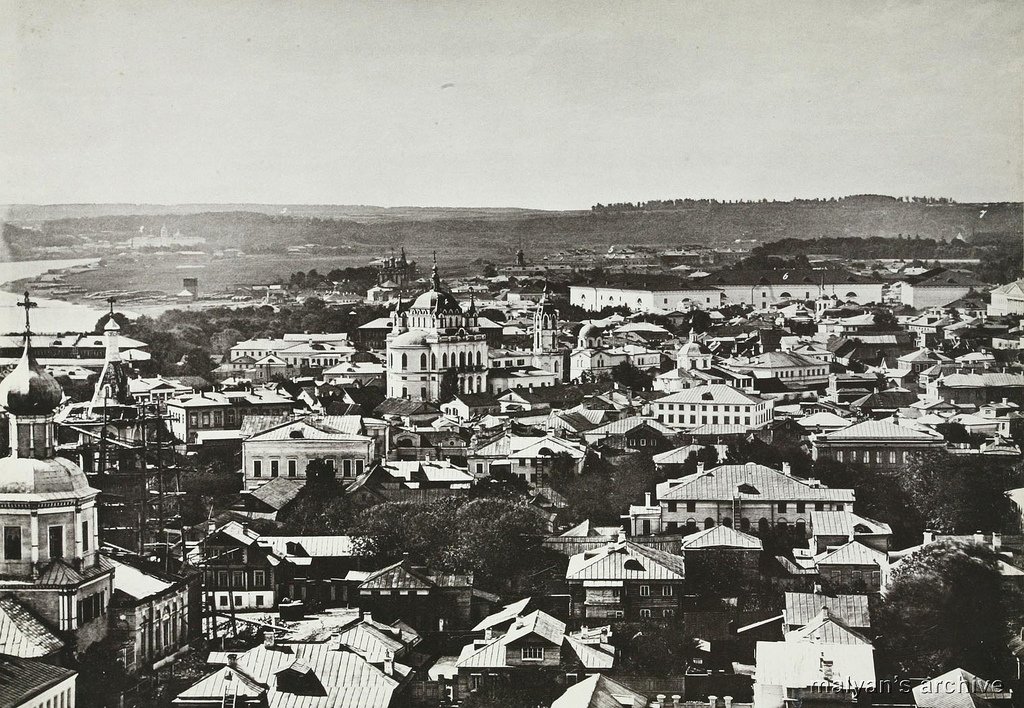 View to the west towards Park Kultury metro station with distant provision warehouses in Moscow 1867