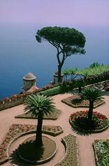Villa Rufolo in Ravello with terraced gardens and sea view