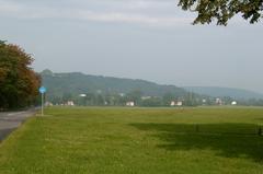 Kraków Błonia Park green fields and city skyline