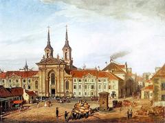 Exterior view of the Piarist Church in Warsaw, Poland