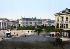 Krasinski Square in Warsaw with historic buildings and trees