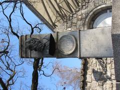Monument to Anton Aškerc at the Križanke complex southwestern corner