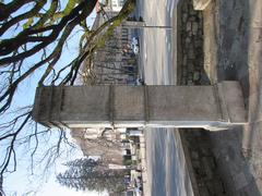 Monument to Anton Aškerc at Križanke complex southwestern corner