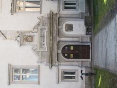 Former main entrance to the Križanke complex with historic architecture