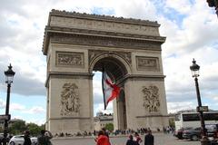 Arc de Triomphe in Paris, France under blue sky