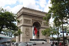 View of Arc de Triomphe in Paris, France during daytime