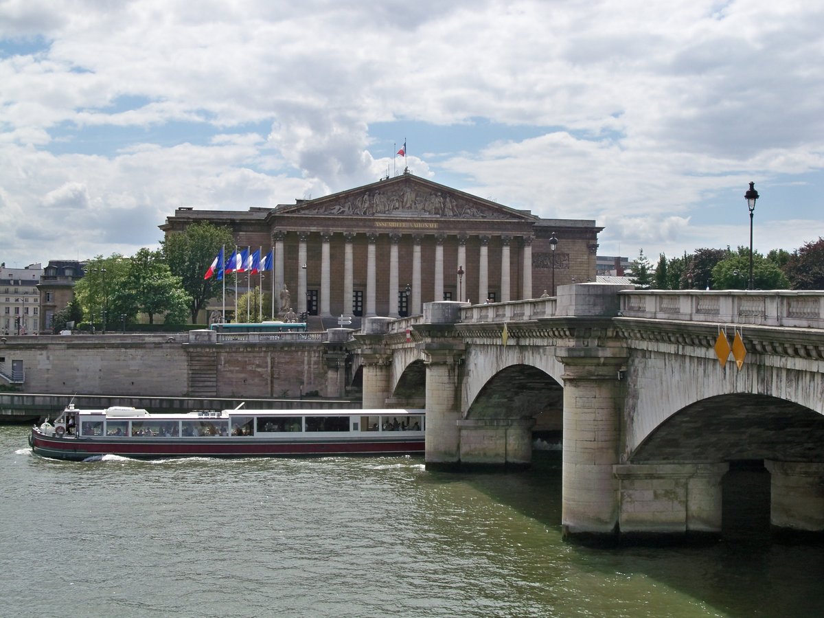 French Nationale Assembly building near Seine River in Paris