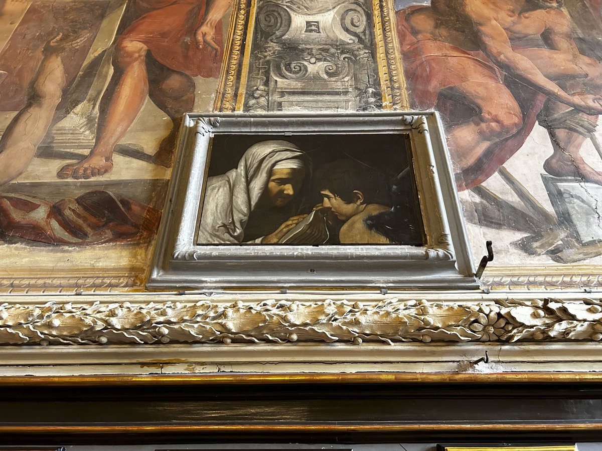 Basilica di San Pietro in Perugia featuring the painting Santa Francesca Romana instructed by an Angel, attributed to Giovanni Antonio Galli