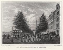 Old Jungfernstieg street in Hamburg Germany historical view